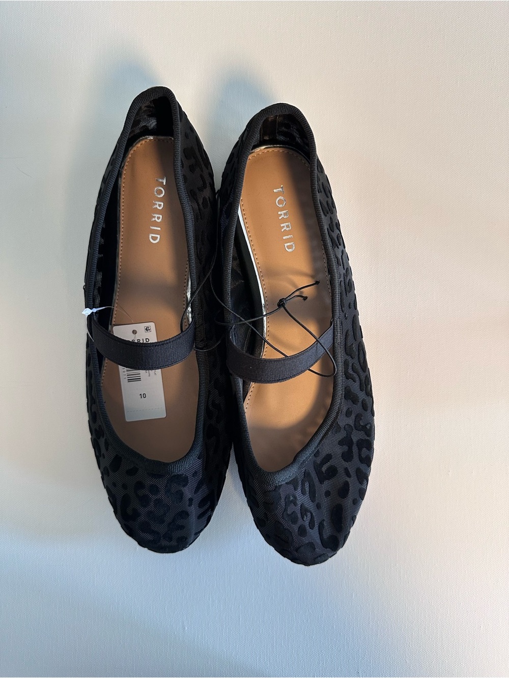 Torrid Black Leopard-Print Mary Jane Flats with Elastic Strap 10WW